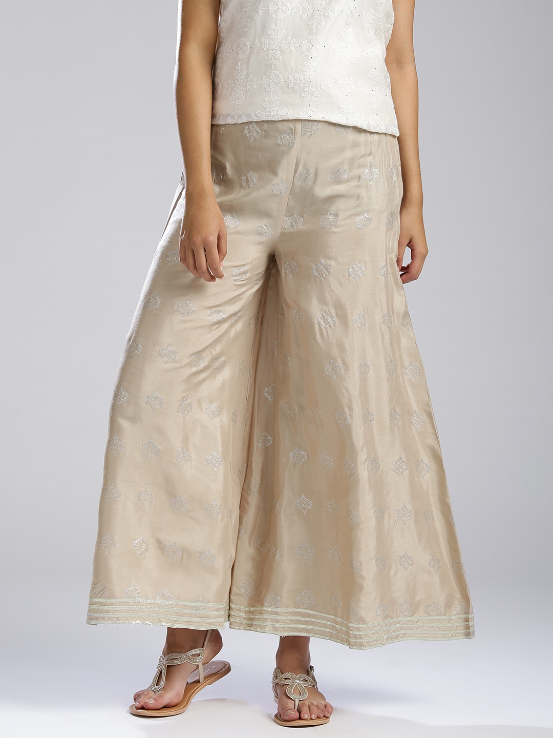 

W Women Taupe Printed Wide Leg Palazzos