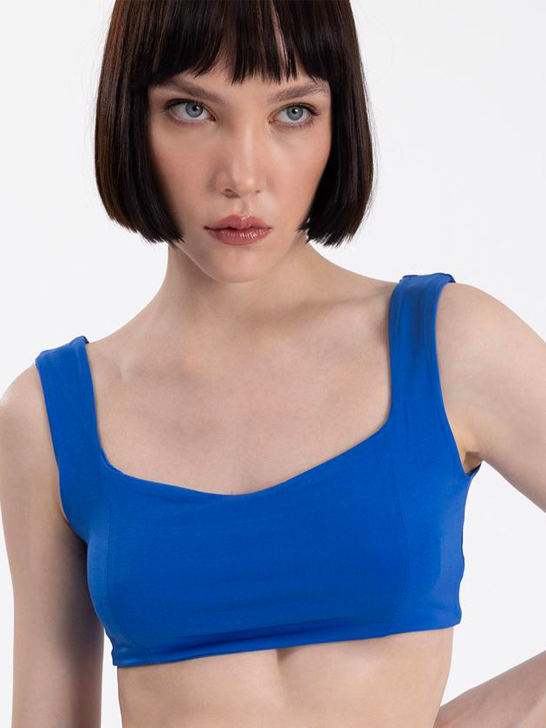 

PRET A TUER Scoop Neck Bralette Crop Top, Blue