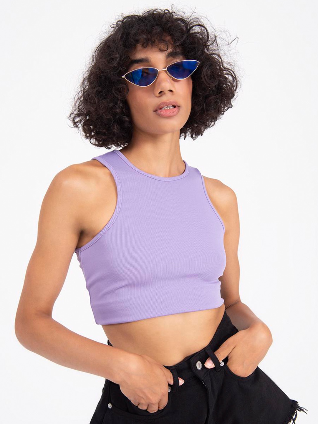 

PRET A TUER Sleeveless Fitted Crop Top, Purple