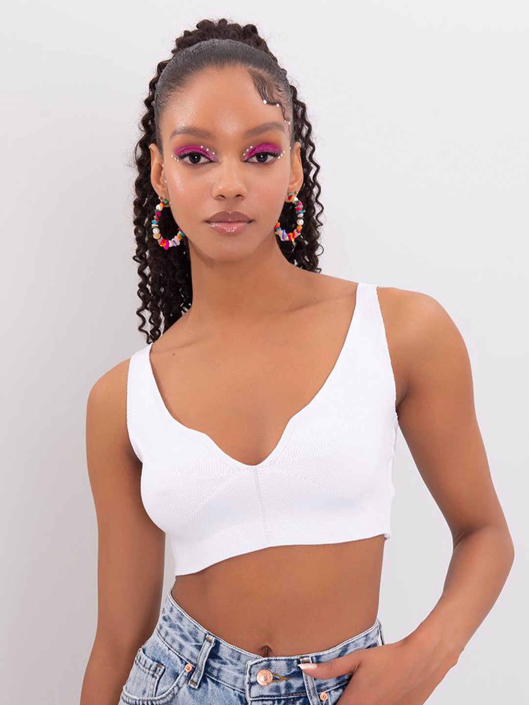 

PRET A TUER Sleeveless Bralette Crop Top, White