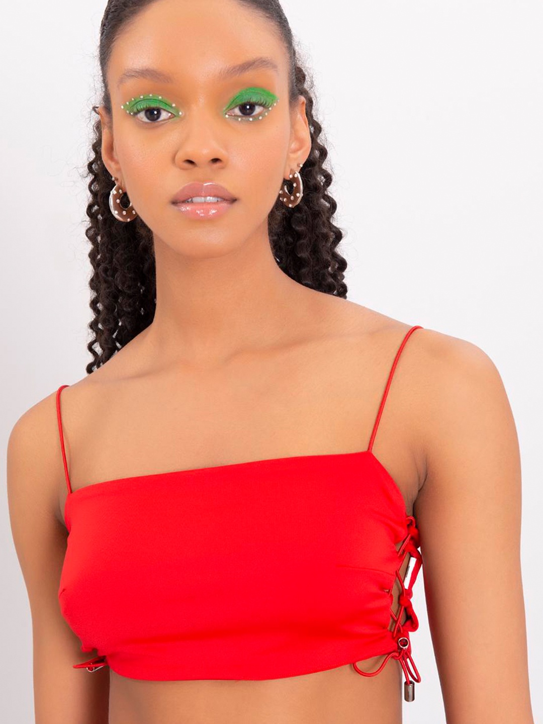 

PRET A TUER Shoulder Straps Bralette Crop Top, Red