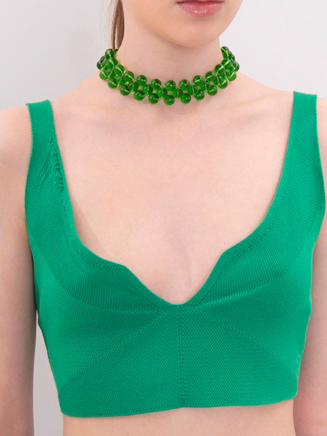 

PRET A TUER V-Neck Crop Top, Green
