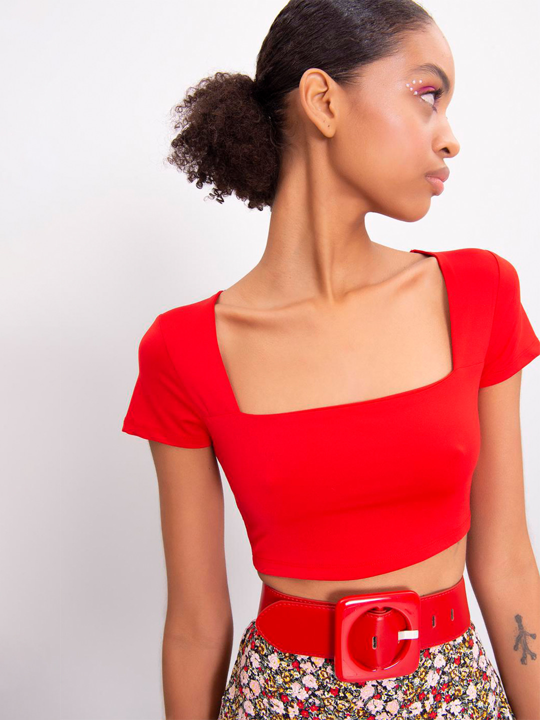 

PRET A TUER Square Neck Crop Top, Red