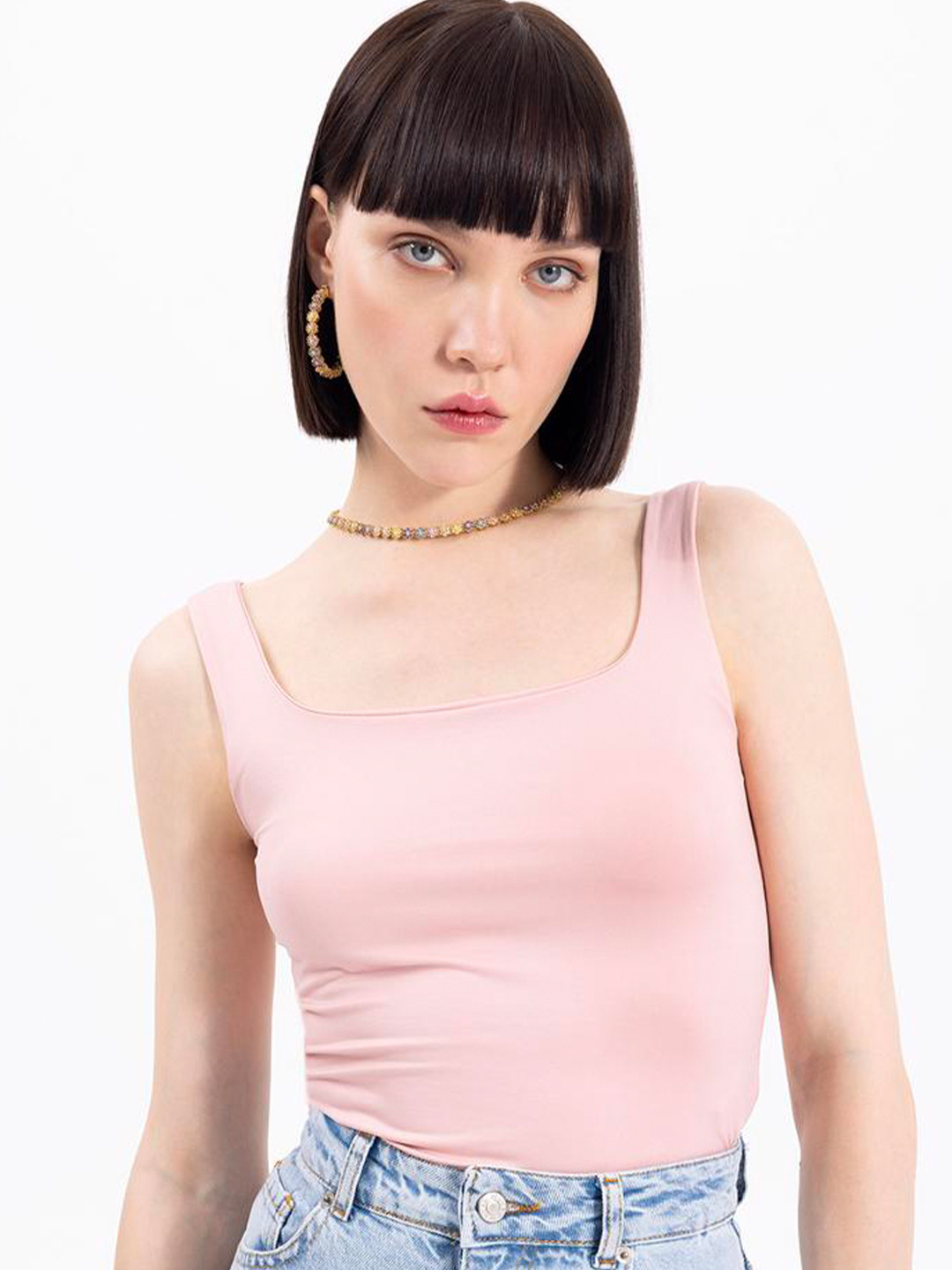 

PRET A TUER Square Neck Sleeveless Tank Top, Pink