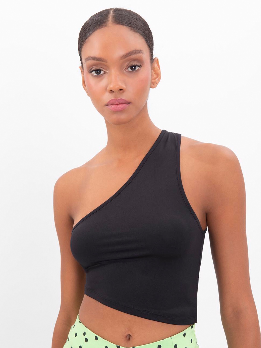 

PRET A TUER One Shoulder Crop Top, Black