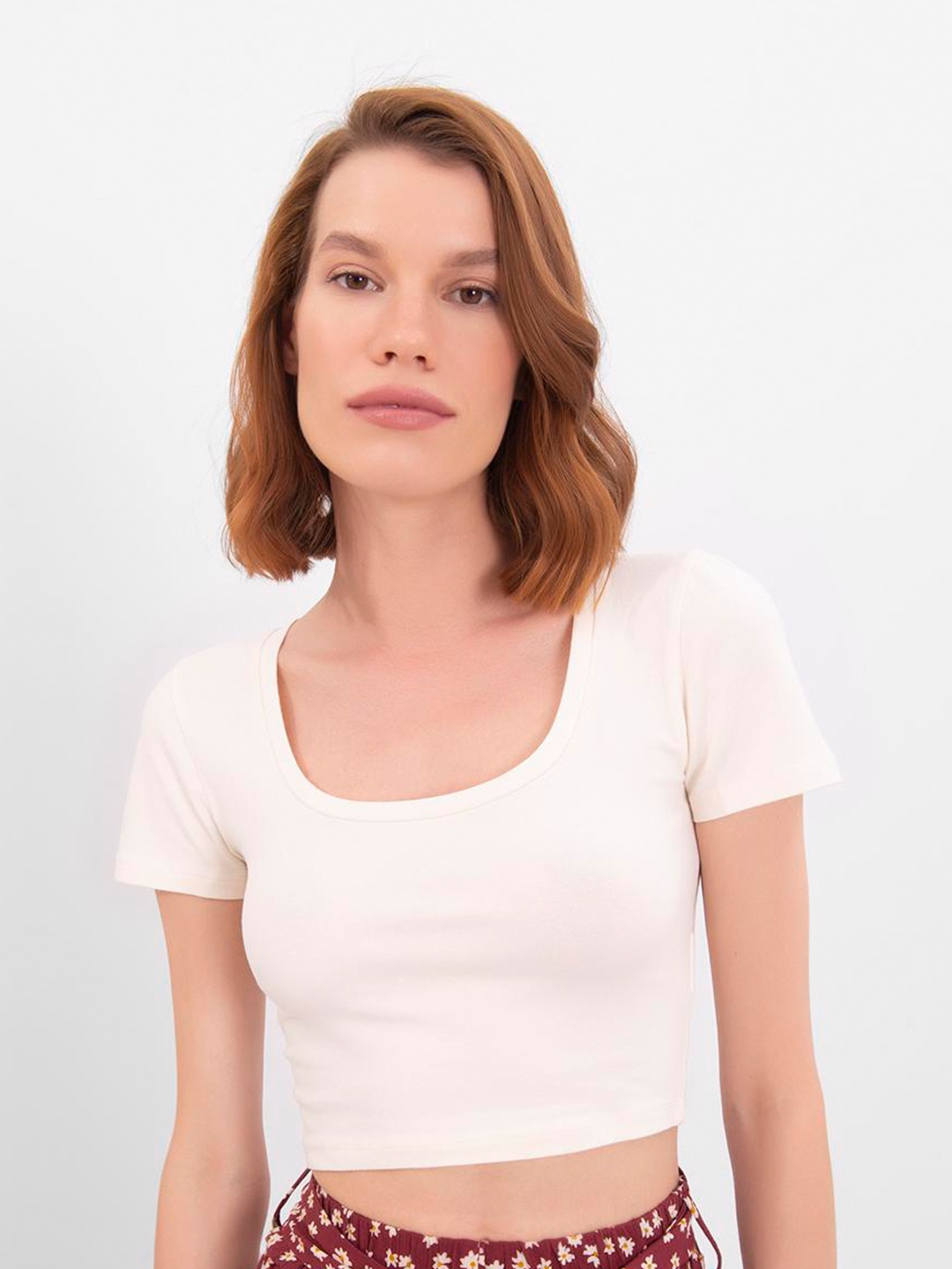 

PRET A TUER Cotton Fitted Crop Top, Off white