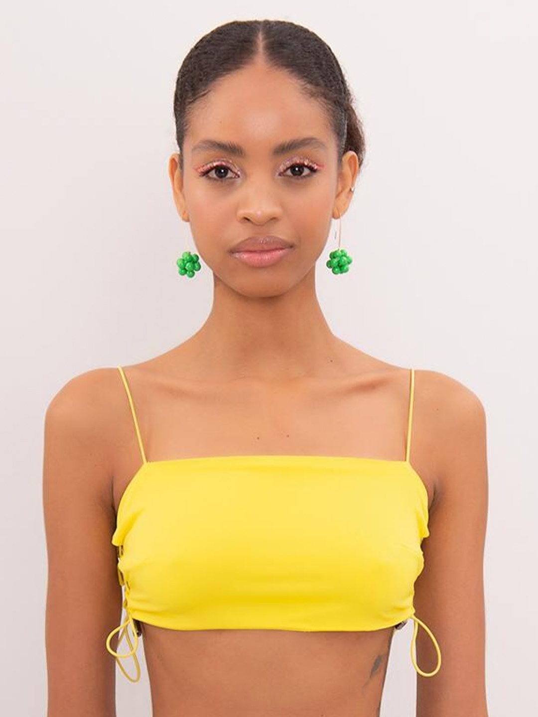 

PRET A TUER Shoulder Straps Fitted Crop Top, Yellow