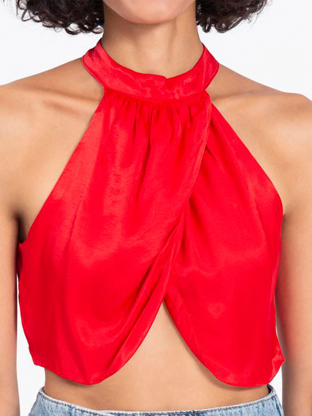 

PRET A TUER High Neck Gathered Styled Back Top, Red