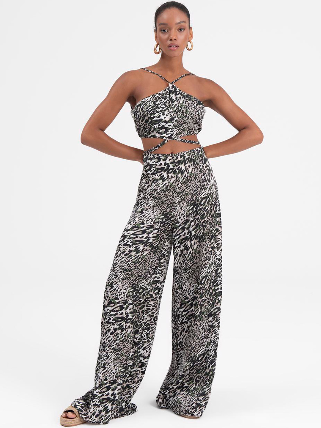 

PRET A TUER Women Animal Printed Parallel Trousers, Black