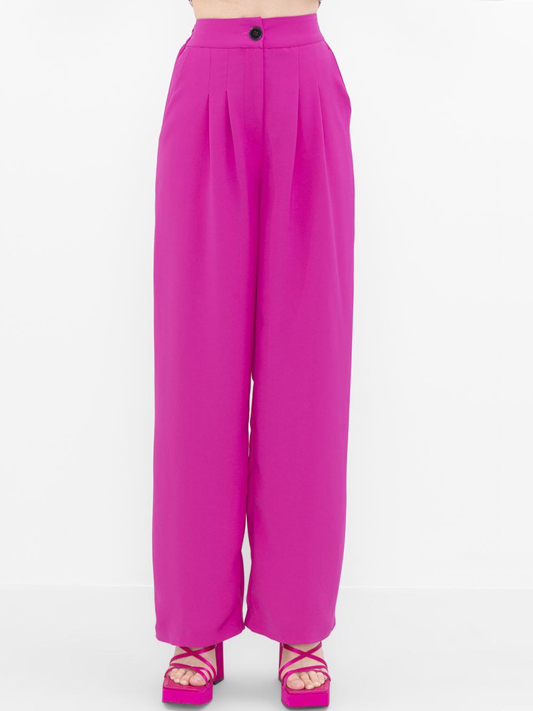 

PRET A TUER Women Mid-Rise Straight Fit Trousers, Pink