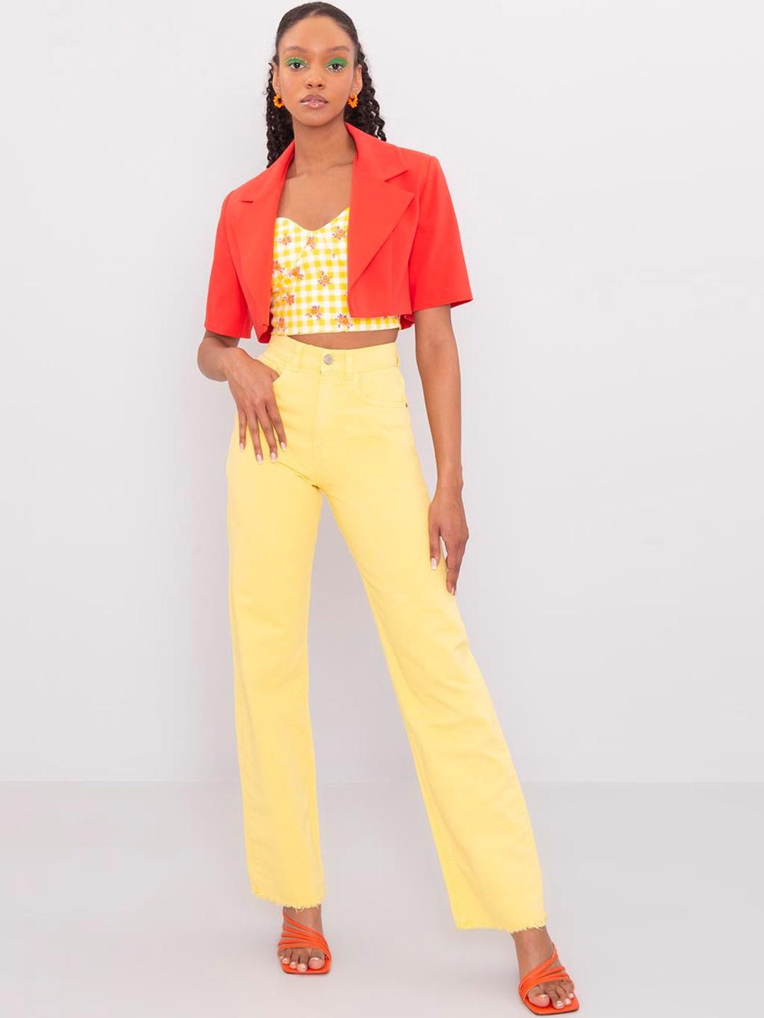 

PRET A TUER Women Mid-Rise Straight Fit Trousers, Yellow