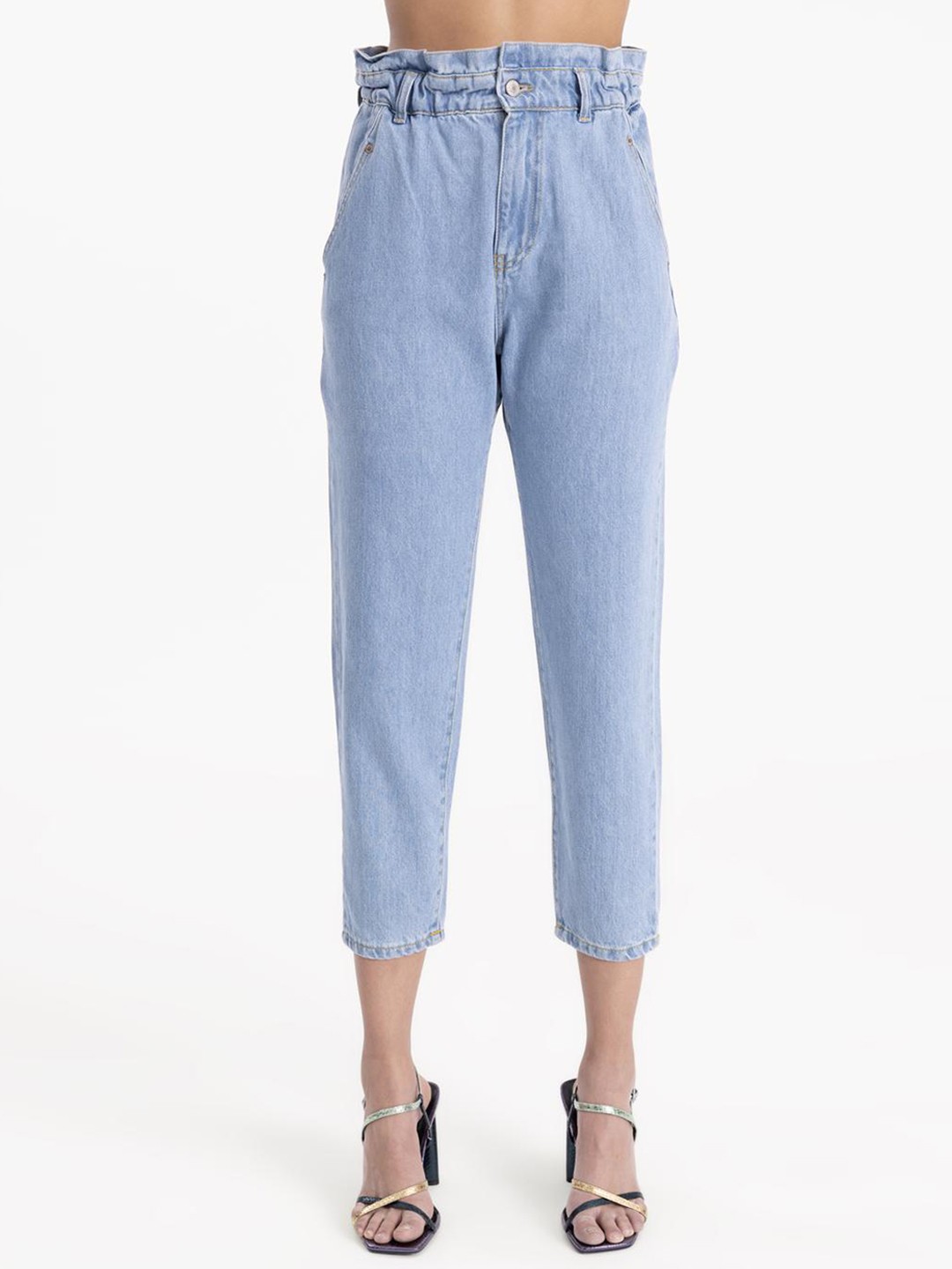 

PRET A TUER Women High -Rise Clean Look Cotton Jeans, Blue