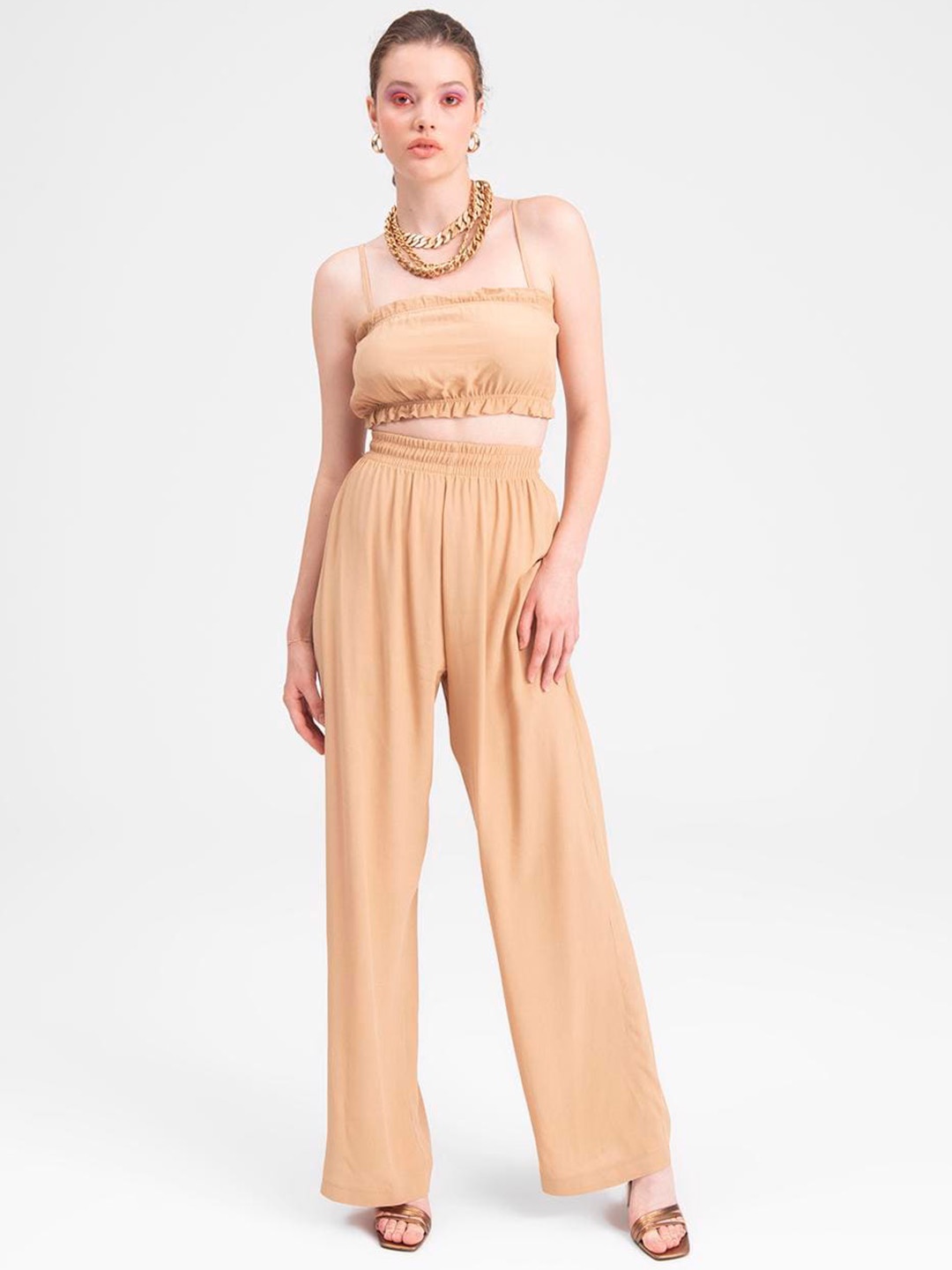 

PRET A TUER Women Straight Fit Pleated Trousers, Beige