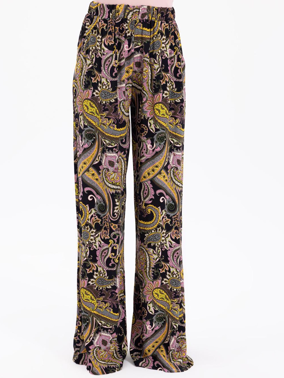 

PRET A TUER Women Paisley Printed Loose Fit Trousers, Black