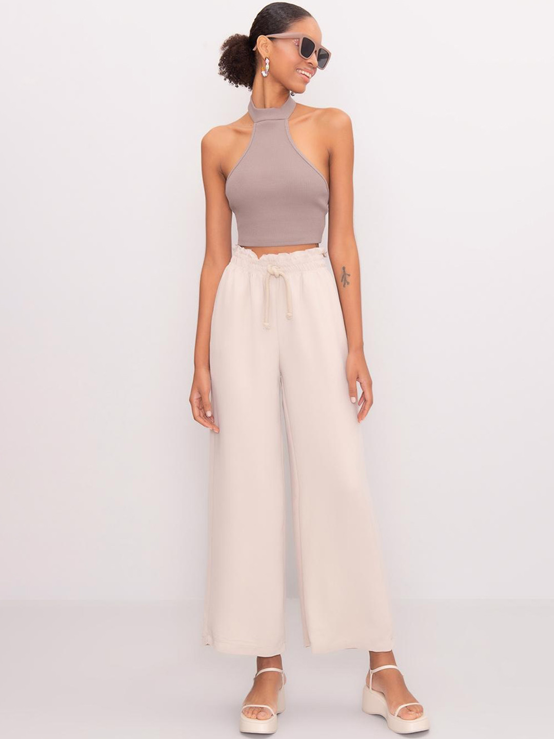 

PRET A TUER Women Parallel Trousers, Beige