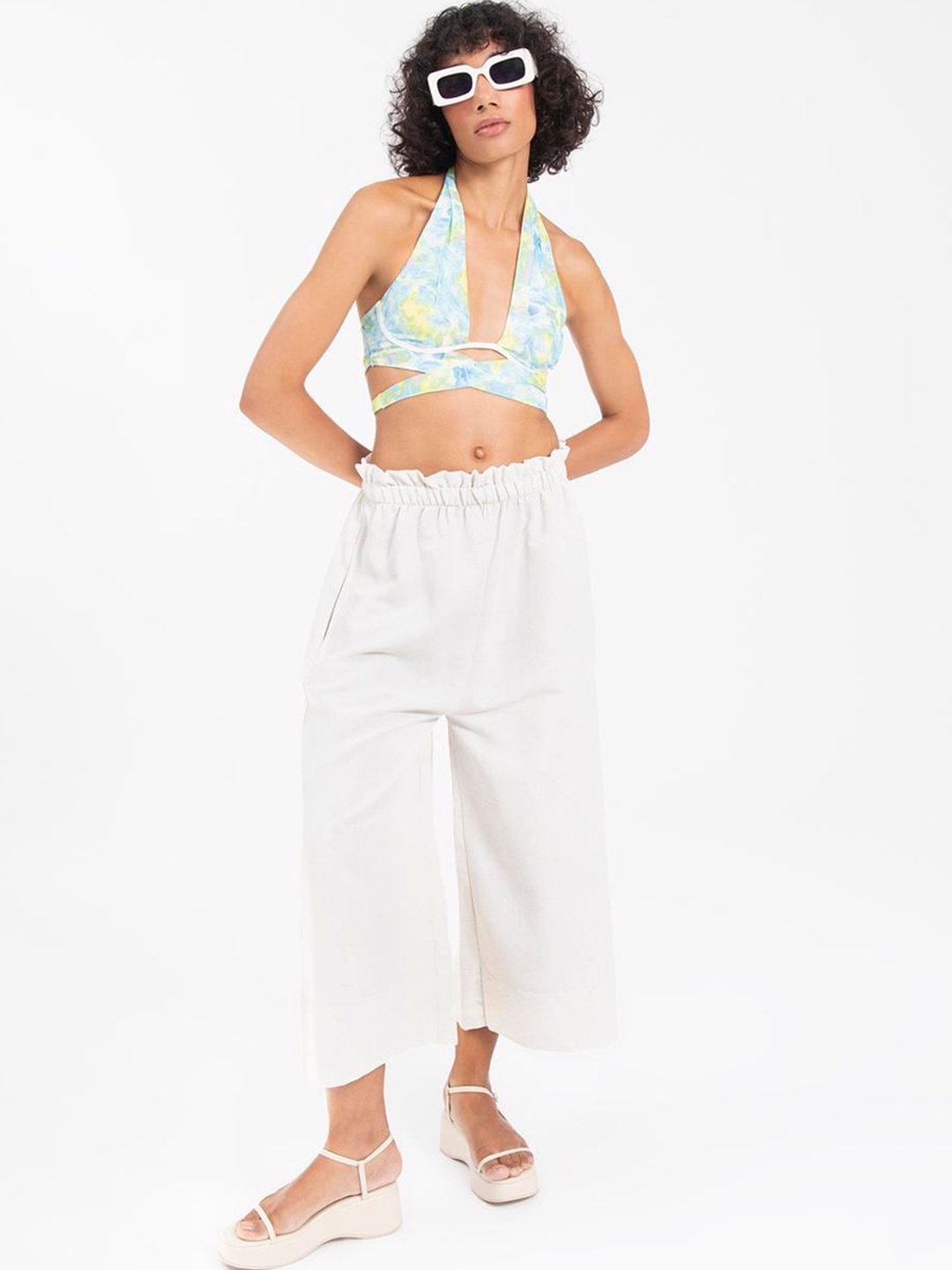 

PRET A TUER Women Straight Fit Culottes Trousers, Off white