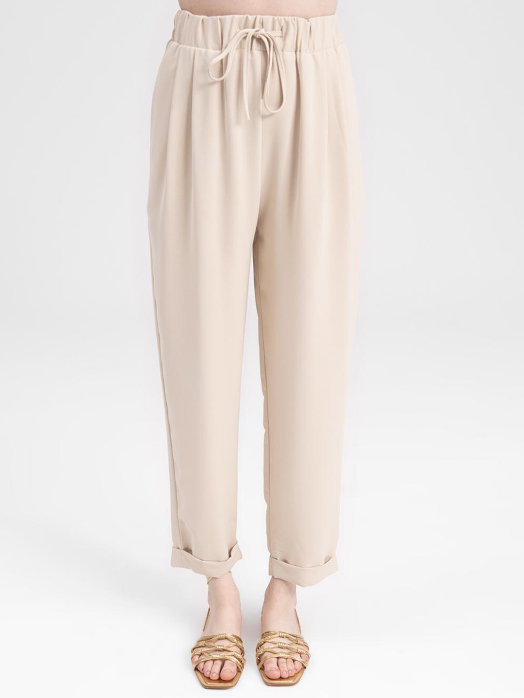 

PRET A TUER Women Straight Fit Trousers, Beige