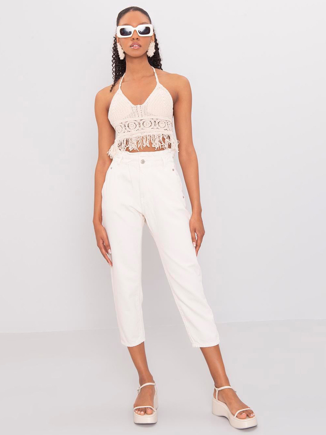 

PRET A TUER Women Regular Slim Fit Trousers, White