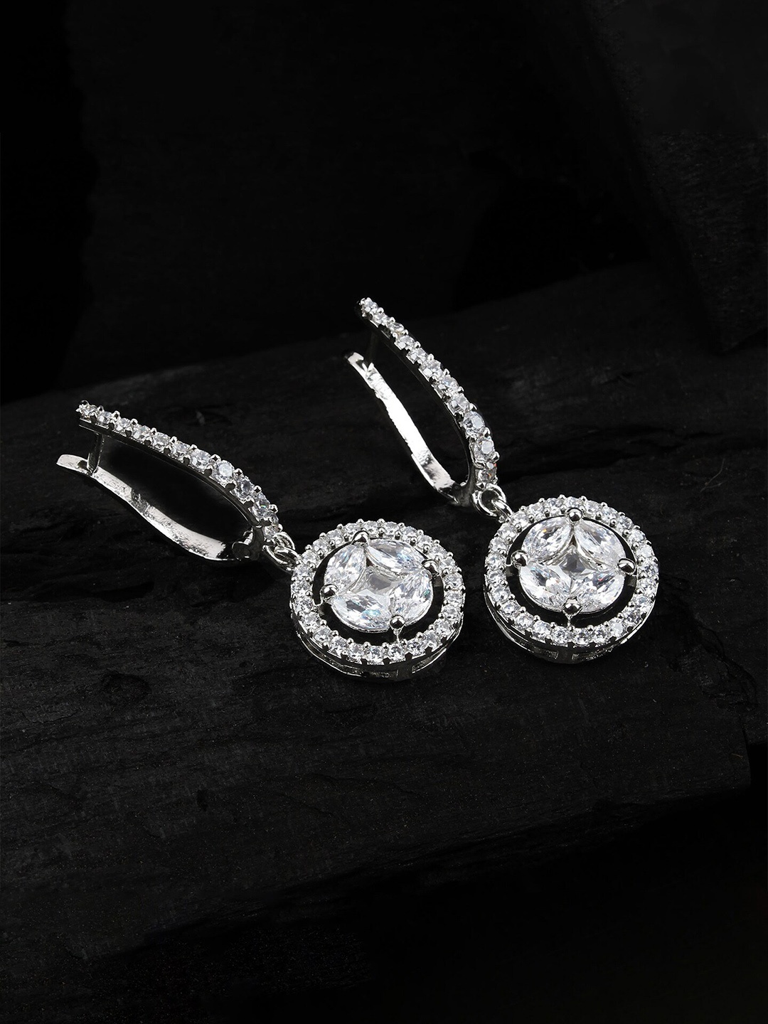 

Mirana Rhodium-Plated Contemporary Drop Earrings, Silver