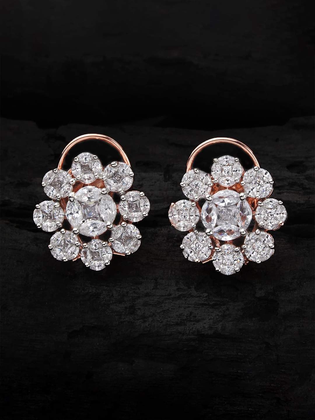

Mirana Rose Gold-Plated Floral Studs Earrings