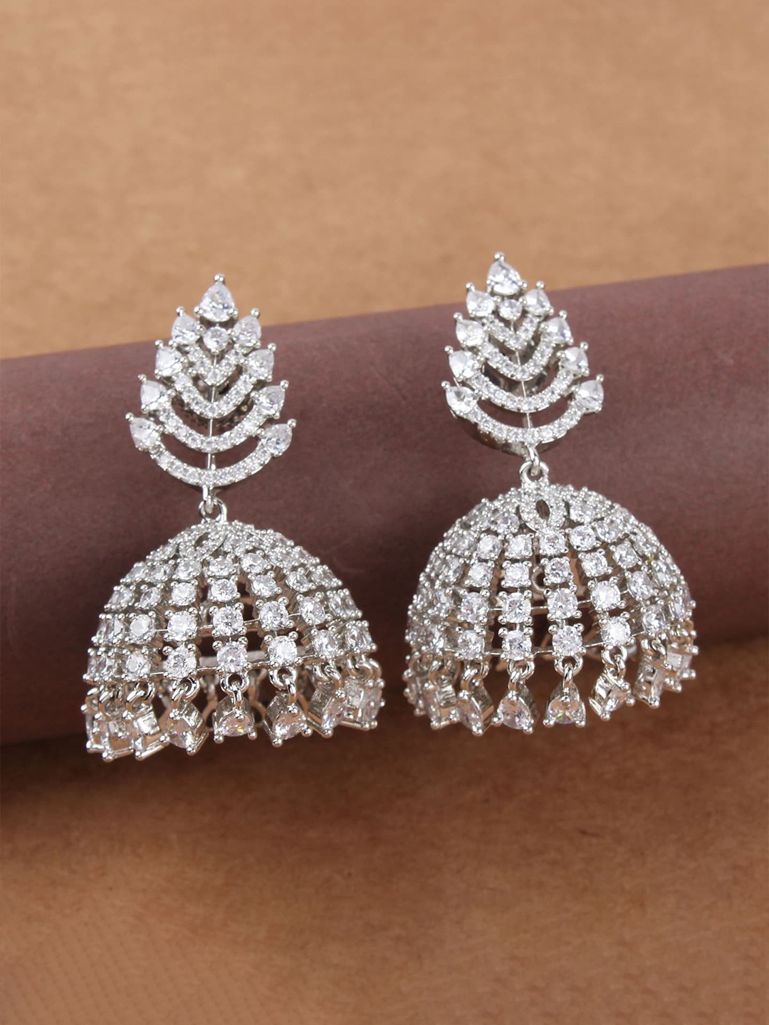 

Mirana Rhodium Plated Contemporary Jhumkas, Silver