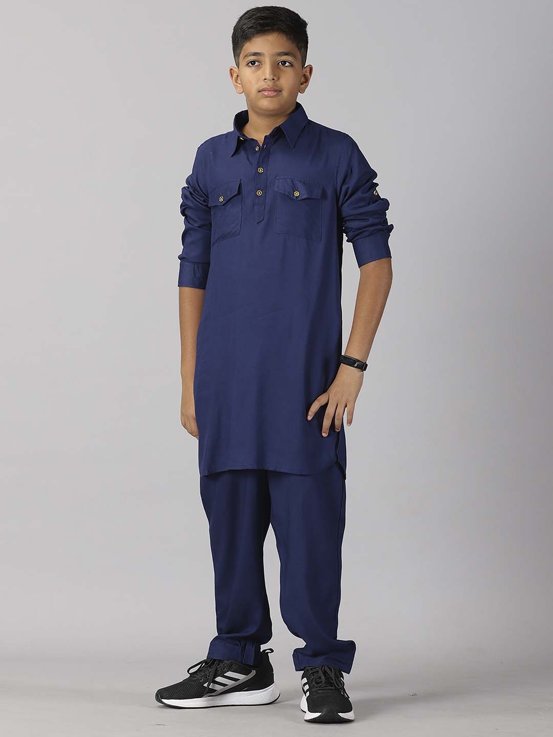 

KiddoPanti Boys Pathani Kurta with Pyjamas, Navy blue