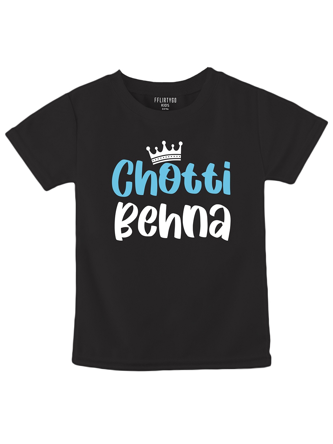 

FFLIRTYGO Kids Typography Printed Cotton T-Shirt, Black