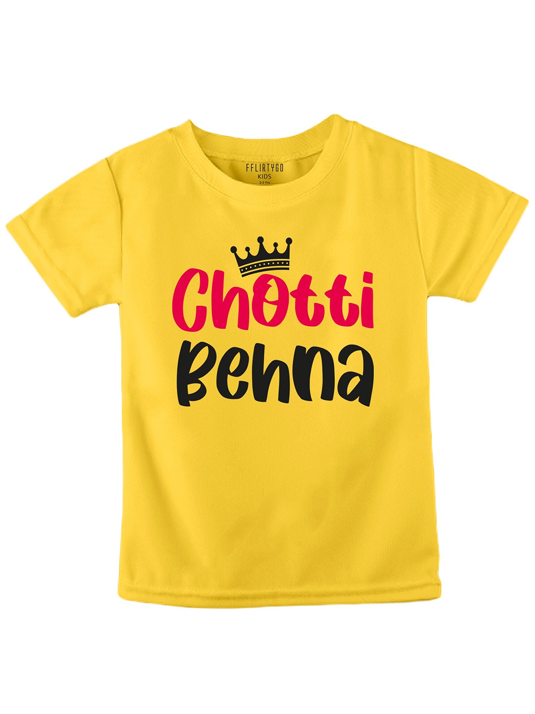 

FFLIRTYGO Kids Typography Printed Pure Cotton T-shirt, Yellow