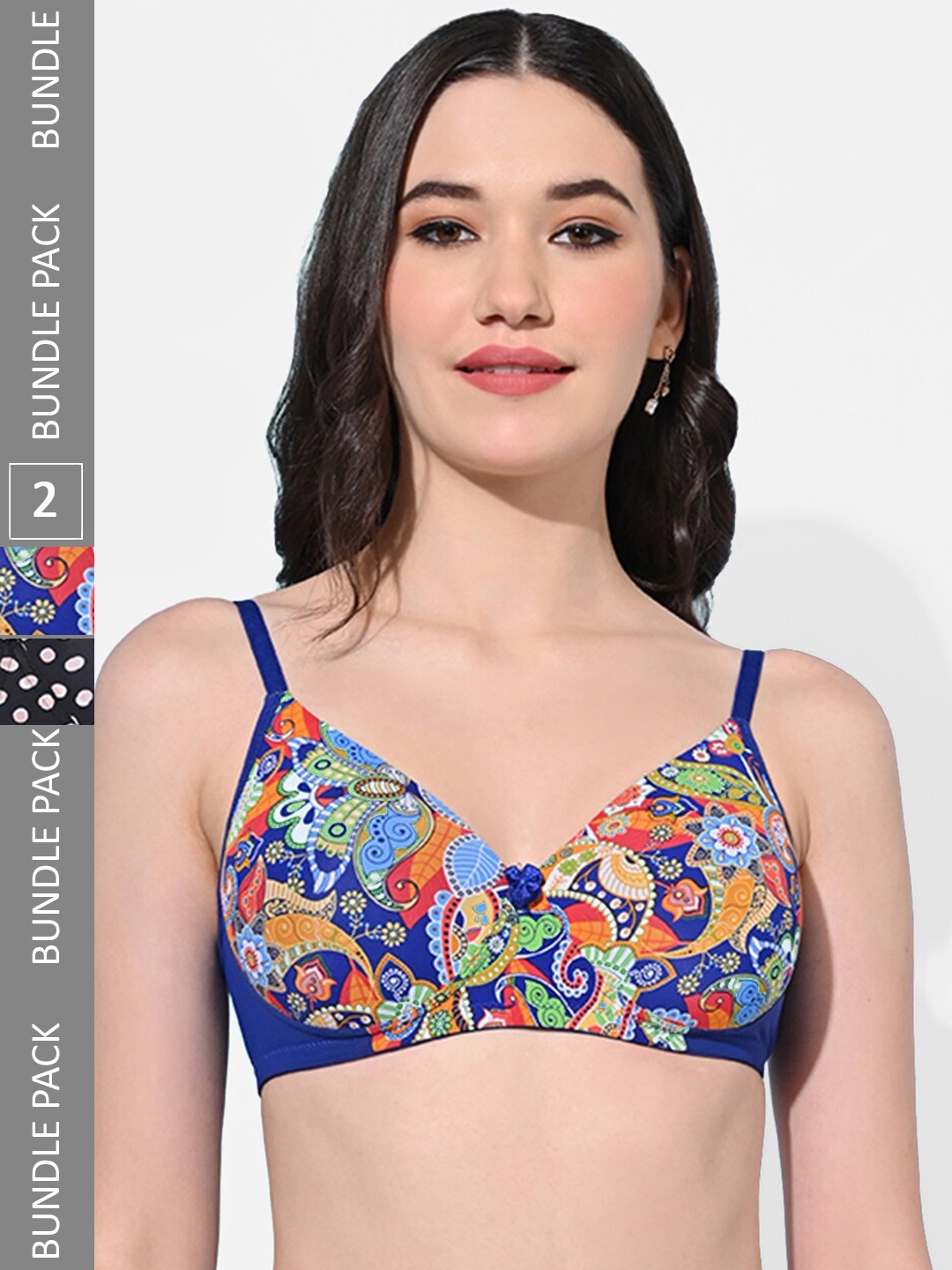 

FIMS Pack Of 2 Abstract Printed Full Coverage Lightly Padded Everyday Bra All Day Comfort, Blue