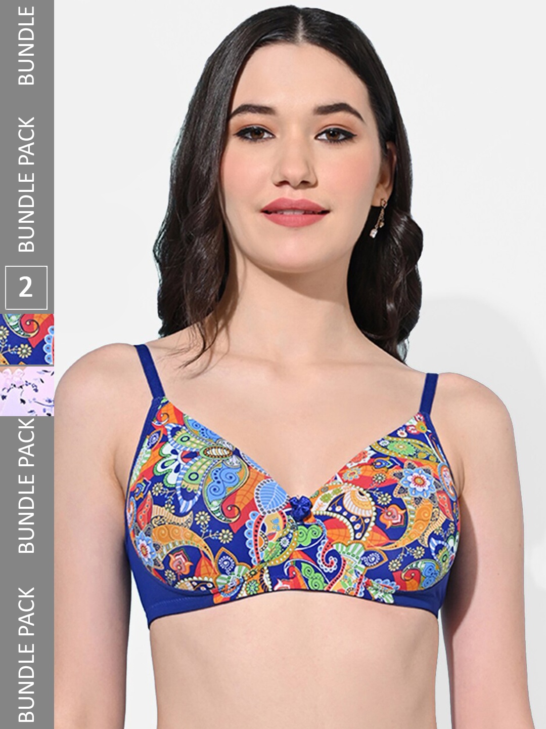 

FIMS Pack Of 2 Floral Full Coverage Lightly Padded Bra With All Day Comfort, Blue
