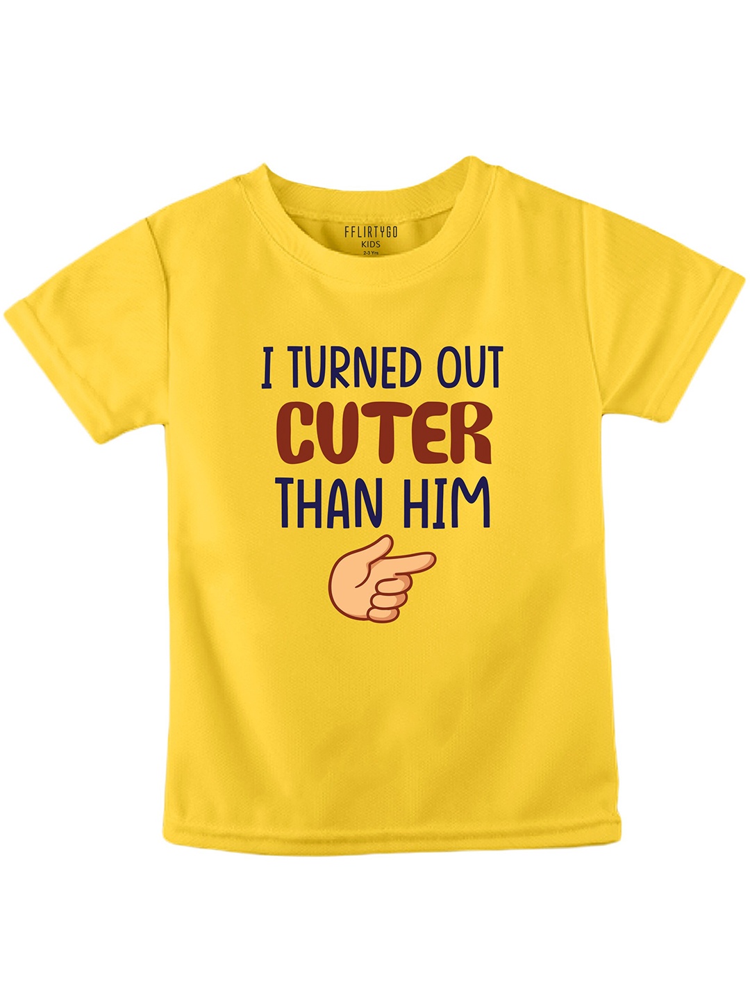 

FFLIRTYGO Kids Typography Printed Pure Cotton T-shirt, Yellow