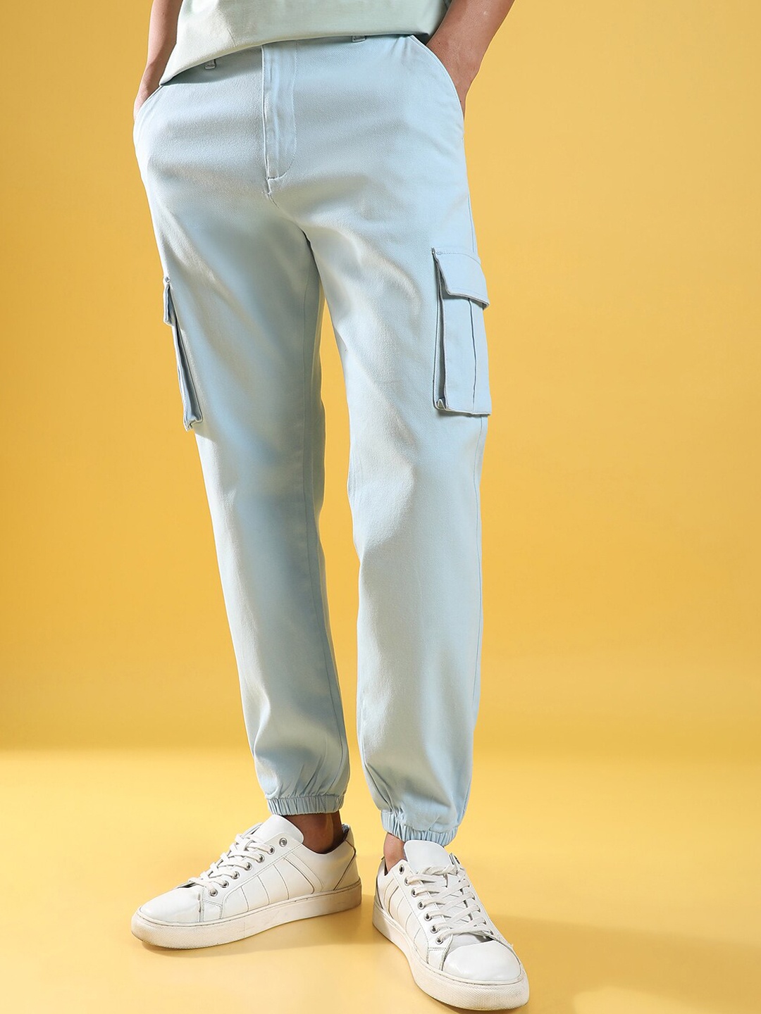 

Campus Sutra Men Blue Relaxed Easy Wash Cotton Cargos Joggers
