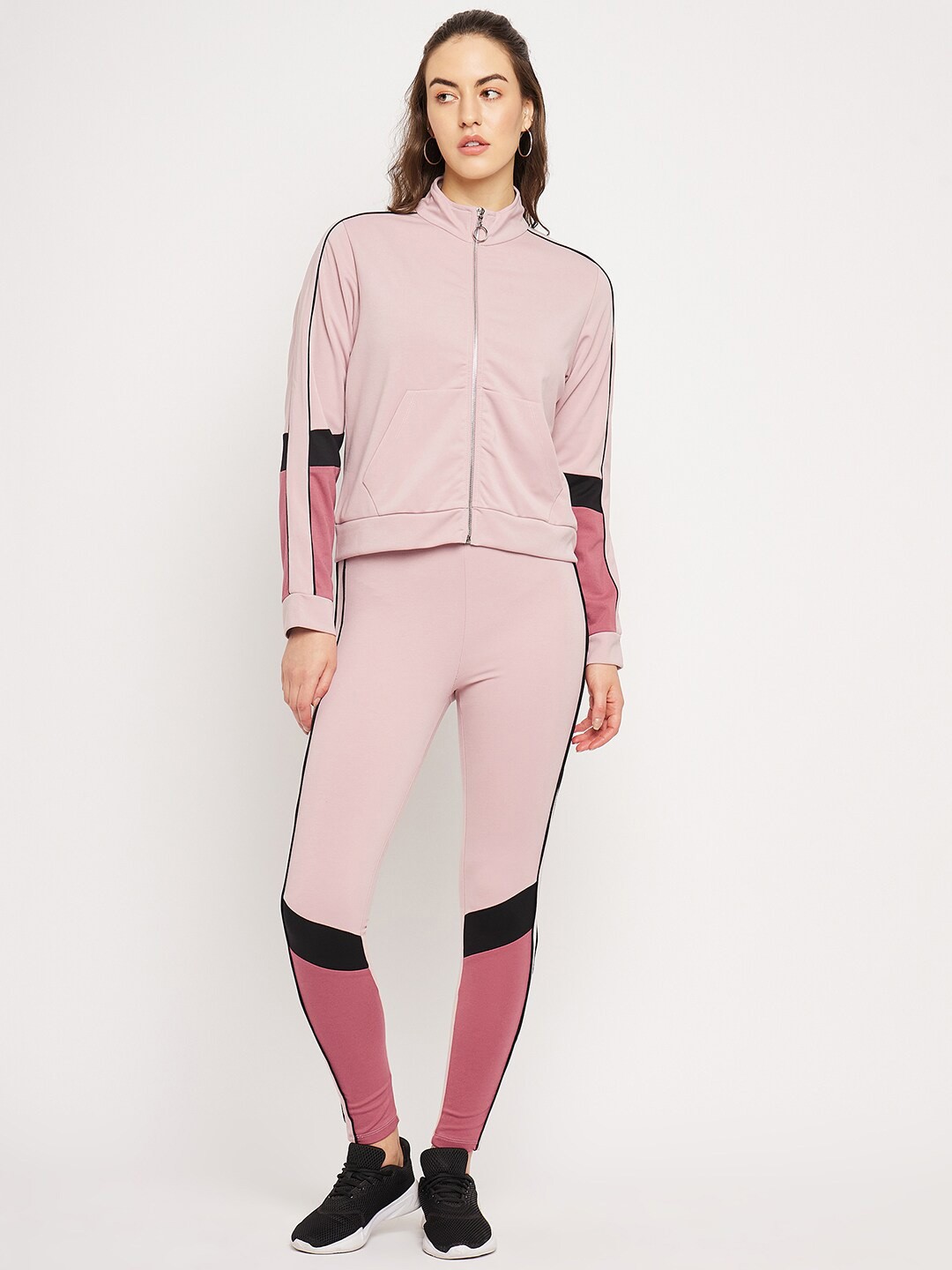 

CAMLA 2 Pieces Colourblocked High-Rise Tracksuit, Pink