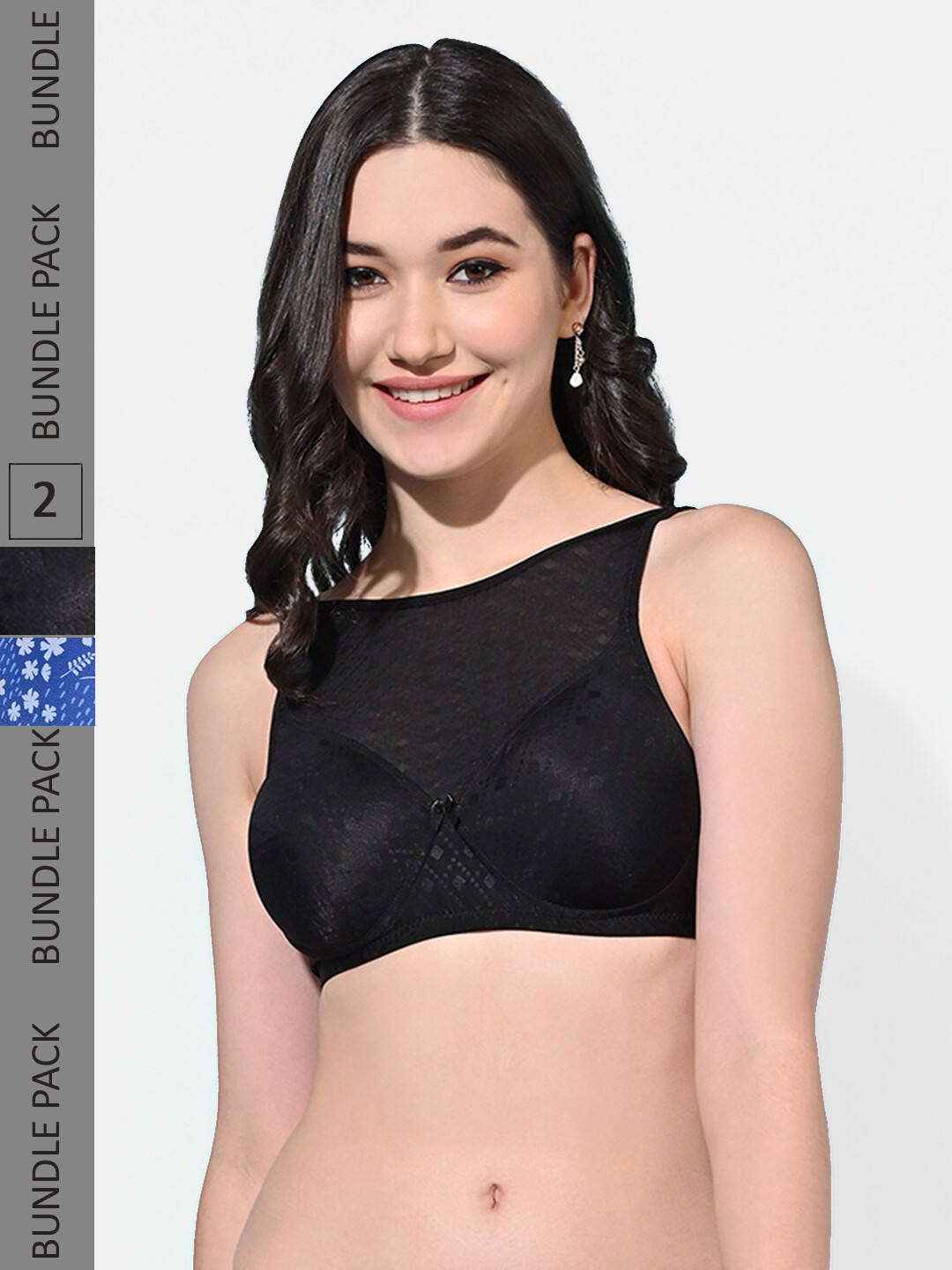 

FIMS Pack Of 2 Everyday Bra Full Coverage Lightly Padded, Blue