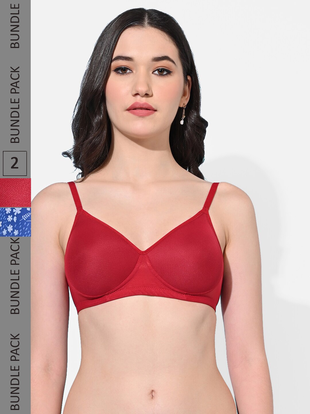 

FIMS Pack Of 2 Everyday Bra Full Coverage Lightly Padded, Blue