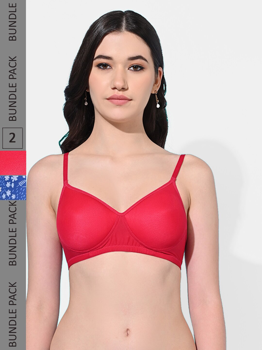 

FIMS Pack Of 2 Full Coverage Lightly Padded All Day Comfort Bras, Blue