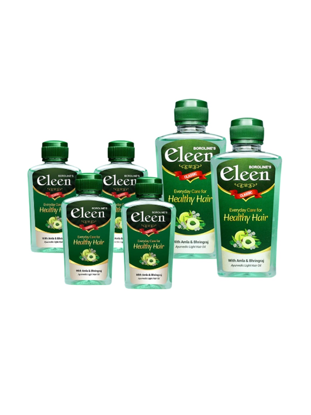 

BOROLINE Set of 6 Eleen Classic Hair Oil with Amla & Bhringraj - 800 ml, Green