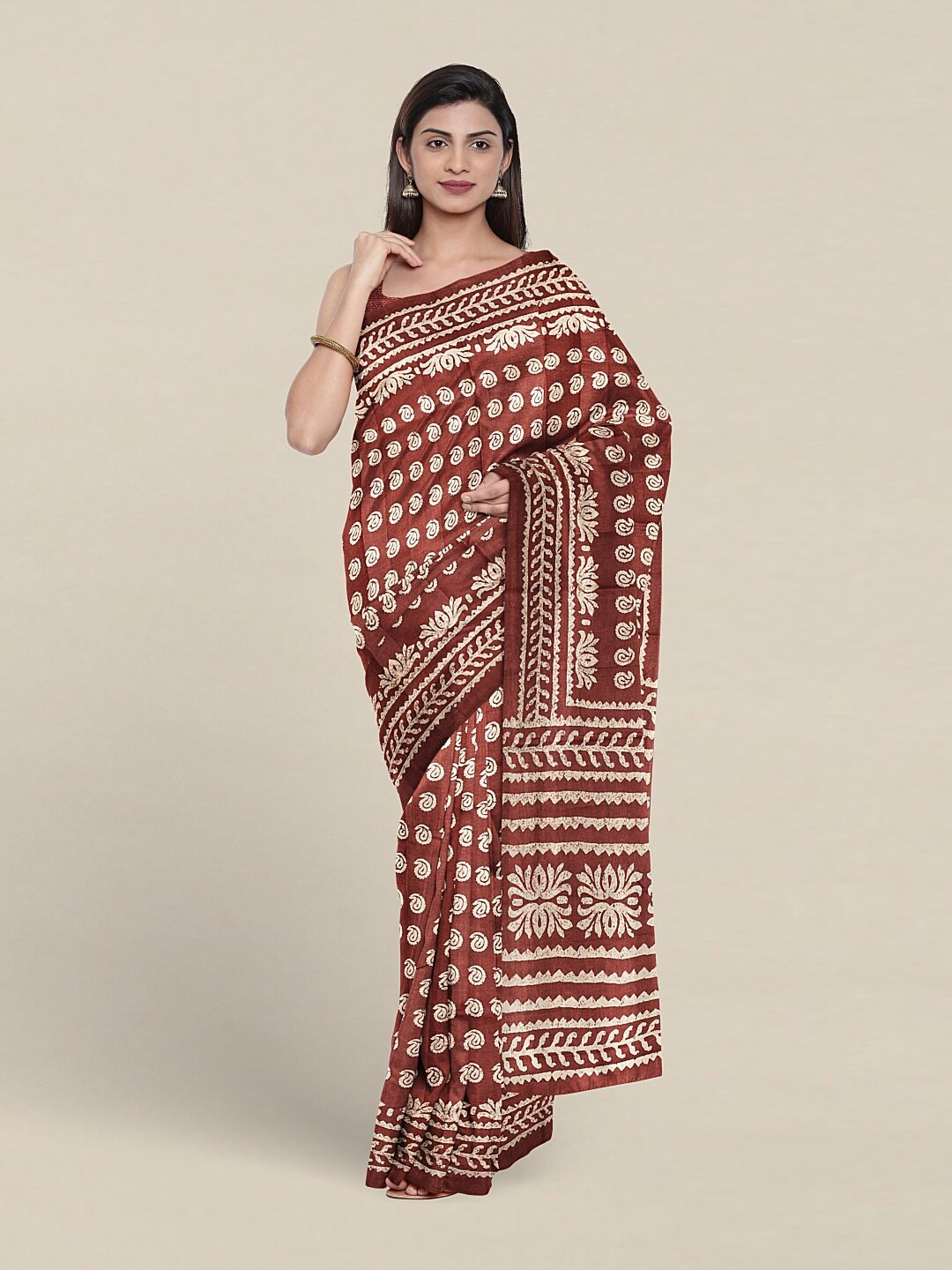 

Pothys Paisley Printed Saree, Brown