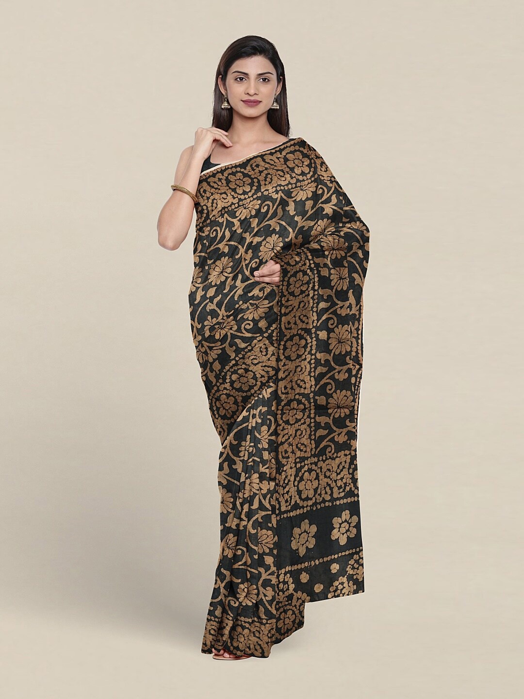 

Pothys Floral Printed Pure Cotton Saree, Charcoal