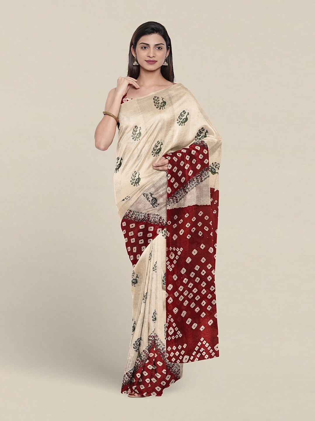 

Pothys Ethnic Motifs Printed Pure Cotton Saree, Cream