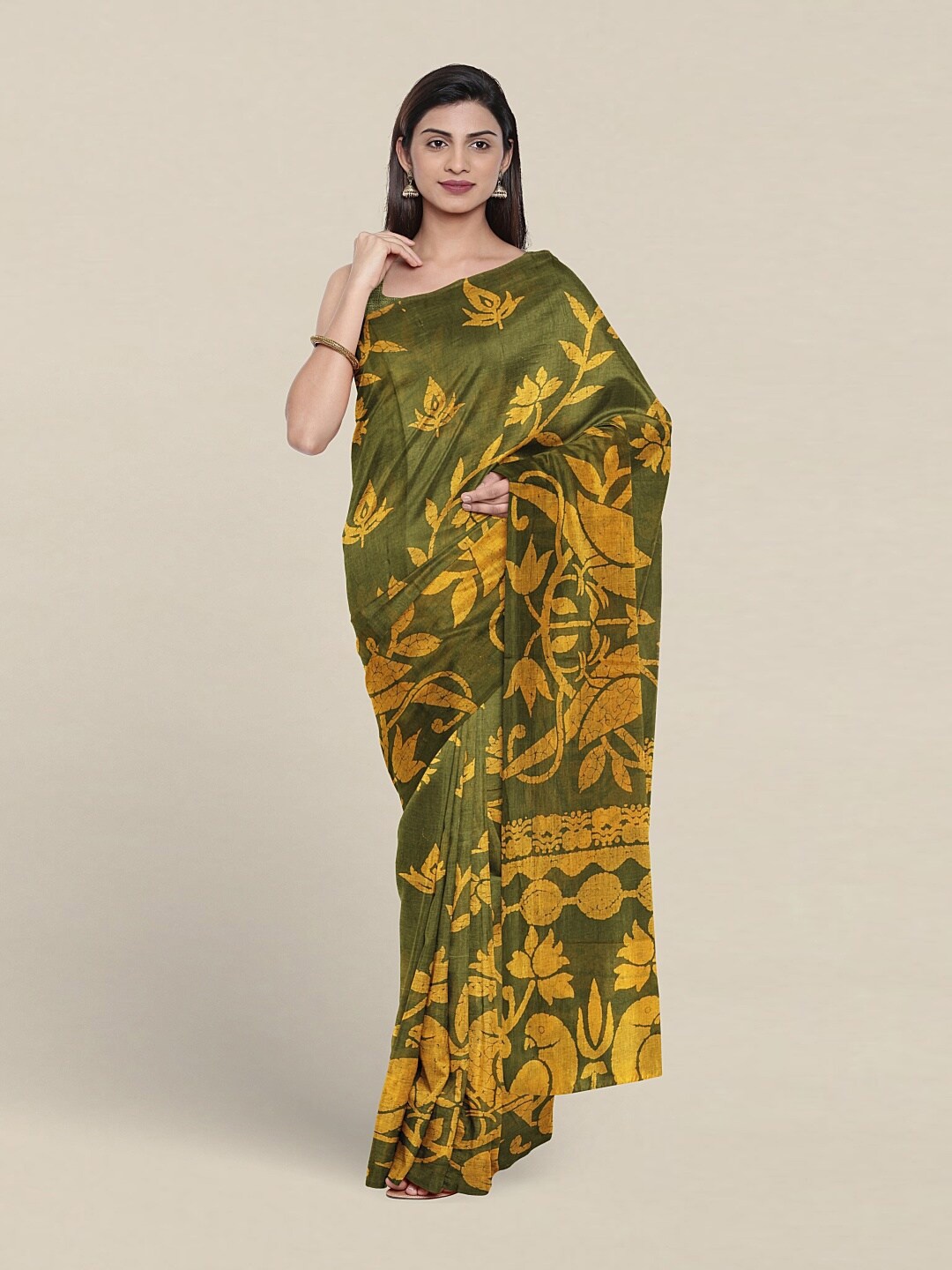 

Pothys Ethnic Motifs Printed Pure Cotton Saree, Green