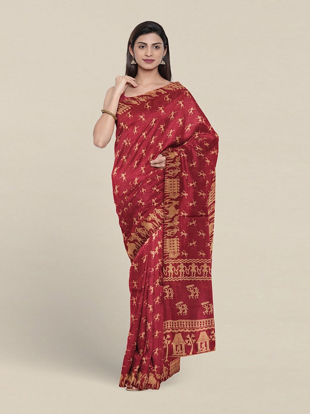 

Pothys Ethnic Motifs Printed Pure Cotton Saree, Pink