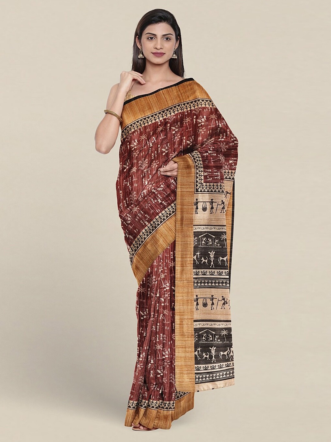 

Pothys Ethnic Motifs Printed Saree, Rust