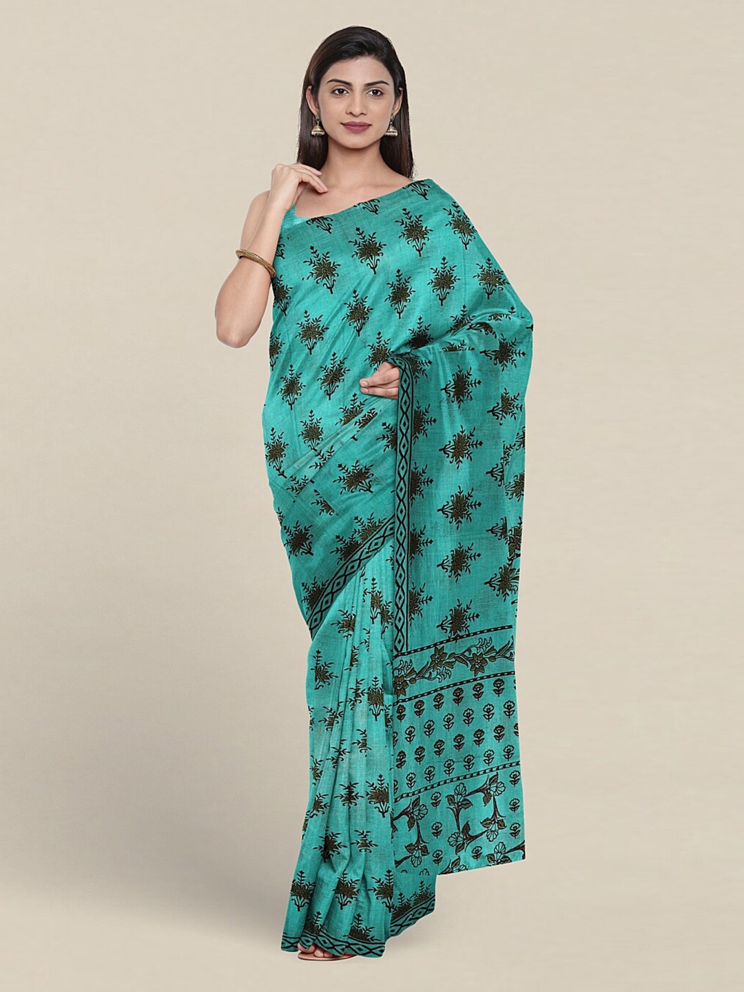 

Pothys Floral Printed Pure Cotton Saree, Blue