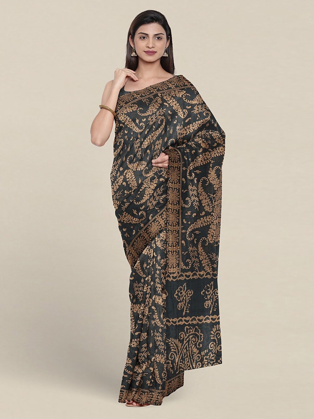 

Pothys Paisley Printed Pure Cotton Saree, Grey