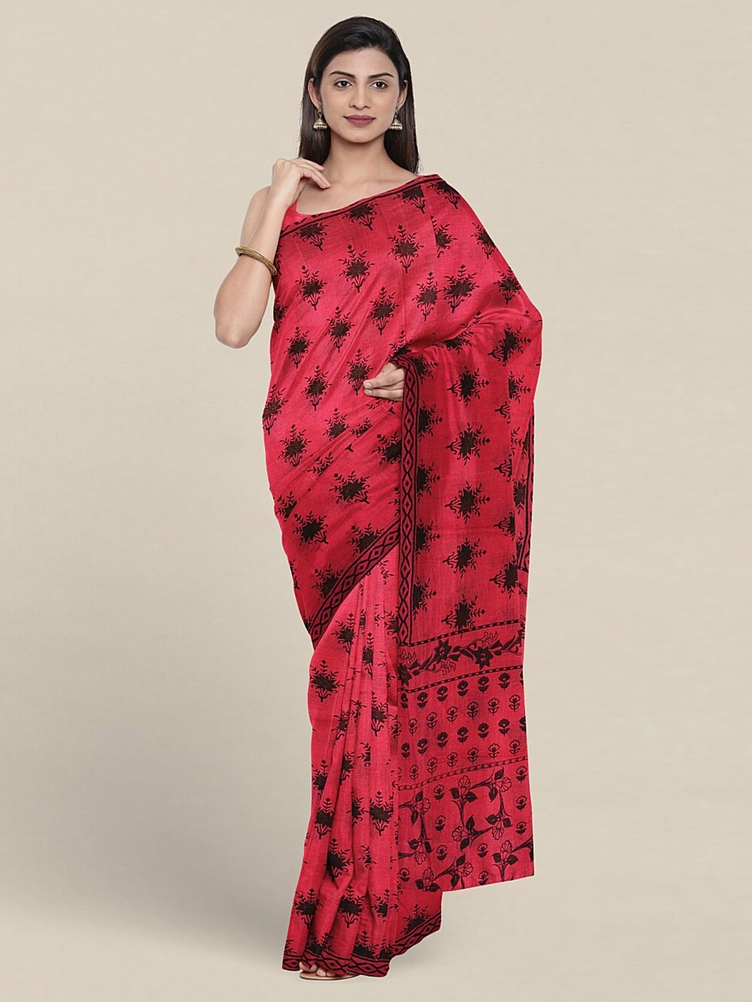 

Pothys Floral Printed Pure Cotton Saree, Pink