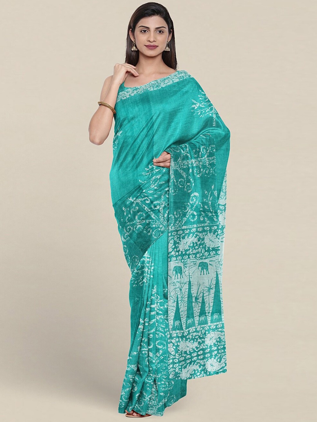 

Pothys Ethnic Motifs Printed Pure Cotton Saree, Blue