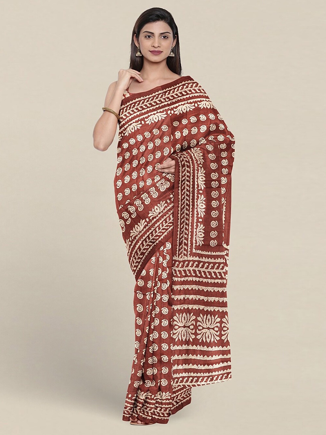 

Pothys Paisley Printed Saree, Rust