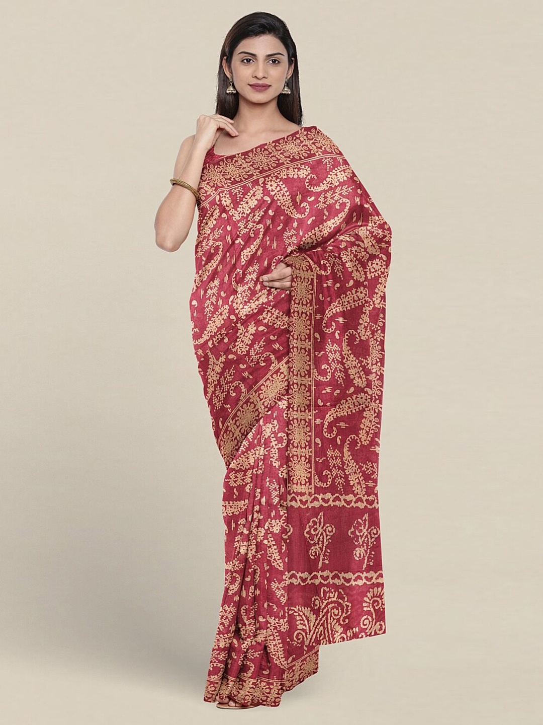 

Pothys Paisley Printed Pure Cotton Saree, Pink