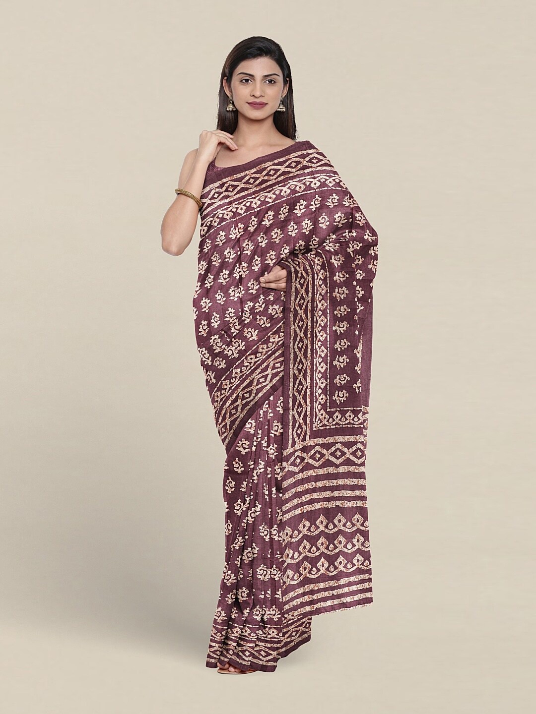 

Pothys Ethnic Motif Printed Saree, Purple